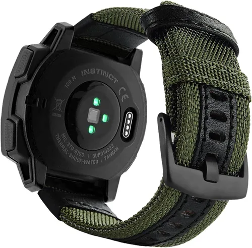 Vista 10 de Abanen Correas de reloj de nailon estilo militar de 0.866 in para Garmin Instinct 3 1.772 in/Instinct 2 Solar, tela tejida duradera correa