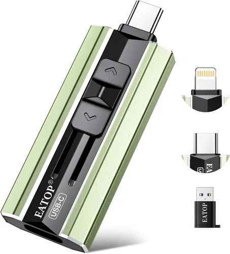Vista 11 de EATOP Unidad flash de doble interfaz de 256 GB, no requiere aplicación, memoria USB portátil para iPhone, iPad, Android, PC y Mac, almacena Naranja