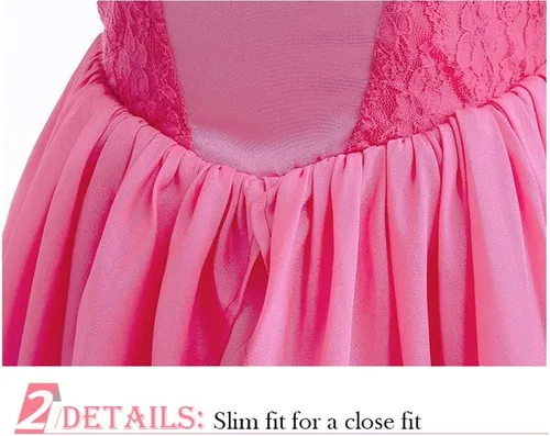 Vista 5 de EOILFM Disfraz de princesa melocotón de Halloween, vestido rosa clásico con corona de lujo, para niñas