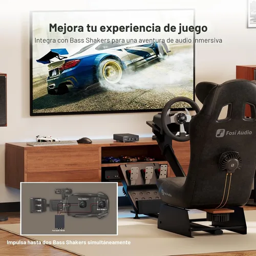 Vista 3 de Fosi Audio TB10D Amplificador Estéreo de 2 Canales, Clase D Mini Amplificadores de Potencia Integrados 600W para Altavoces Pasivos/Bass Shaker