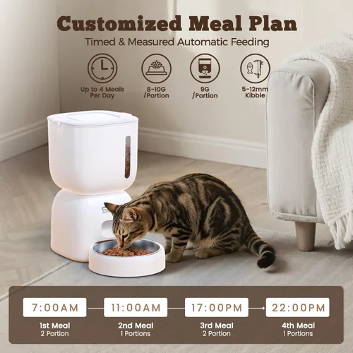 Vista 2 de Sandpoy Alimentador automático para gatos y dispensador de agua FW1, dispensador de comida para gatos de 3 litros con tapa de bloqueo, juego dos
