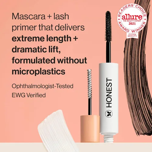 Vista 2 de Honest Beauty Extreme Length - Máscara voluminizadora limpia + paquete de delineador líquido vegano duradero Verificado por EWG + libre