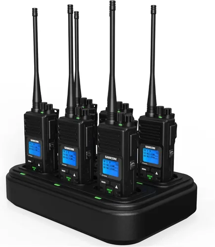 Vista 8 de SAMCOM Walkie Talkie Radio bidireccional de largo alcance de 5 vatios recargable con micrófono parlante, radios de 2 vías SAMCOM de alta resistencia