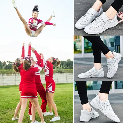 Vista 6 de DADAWEN Zapatos de animación para jóvenes, niñas y mujeres, zapatos blancos para bailar, entrenamiento atlético, tenis, caminar, transpirables