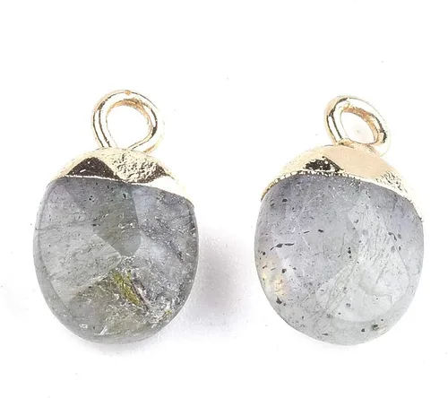 Vista 6 de KISSITTY 20 dijes de amazonita natural galvanizados con piedras preciosas cuadradas facetadas de 11-0.472x0.315 in con hallazgos de hierro dorado