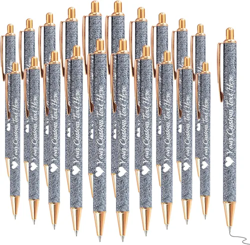 Vista 48 de Bolígrafos con purpurina personalizados con nombre, bolígrafos bonitos y bonitos personalizados, bolígrafos retráctiles de tinta negra, suministros