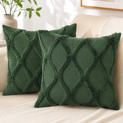 Vista 45 de decorUhome - Juego de 2 fundas de cojín decorativas para primavera de 16 x 16 pulgadas, fundas de almohada afelpadas de lana y piel sintética suave