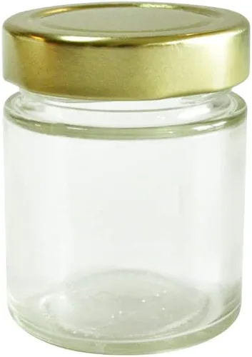 Vista 3 de Tarro de vidrio de 5oz con tapas de metal, paquete de 12, hierbas, especias, dulces, frijoles (dorado)
