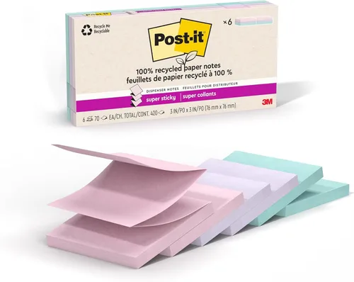 Vista 15 de Post-it Notas superadhesivas 100% recicladas, 4 x 6 pulgadas, Oasis, 8 blocs
