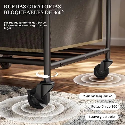 Vista 5 de Simple Houseware - Carrito rodante clasificador de ropa sucia con 4 bolsas, color marrón Bronce