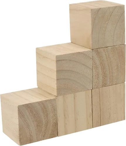 Vista 5 de KEILEOHO 10 bloques de madera de 2.5 pulgadas, cubos de madera sin terminar, bloques cuadrados sólidos en blanco para manualidades, pintura