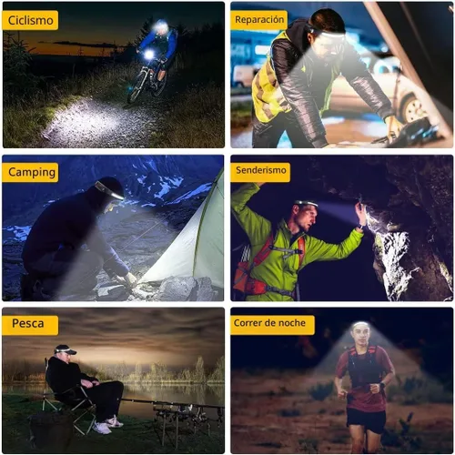 Vista 8 de Headlamp Rechargeable, 230° Wide Beam Head Lamp LED with Motion Sensor for Adults - Camping Accessories Gear, Waterproof Head Light Flashlight for