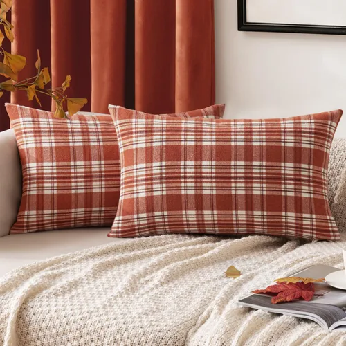Vista 22 de MIULEE Juego de 2 fundas de almohada de tartán escocés de otoño, clásicas, decorativas, para exteriores, decoración de Halloween, Acción de Gracias