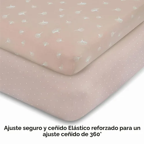 Vista 6 de Ely's & Co. Pack and Play - Juego de 2 sábanas ajustables para corralito de juego compatibles con Graco Pack n Play, para bebés, 100% algodón Rosa