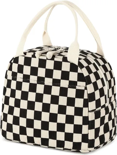 Vista 47 de Bluboon Bolsa de almuerzo para mujer, bonita bolsa de almuerzo de pana con correa para el hombro, reutilizable, aislada, gran capacidad