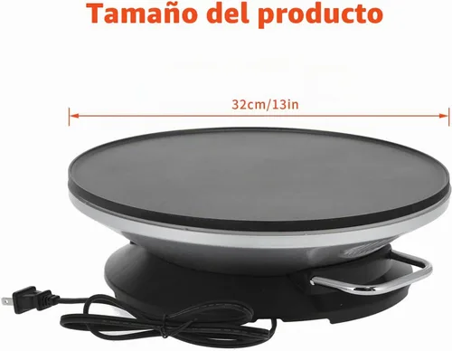 Vista 6 de Máquina de crepes eléctrica de 13 pulgadas para crepes de 1000 W, máquina de crepas redonda de acero inoxidable con 3 botones de control