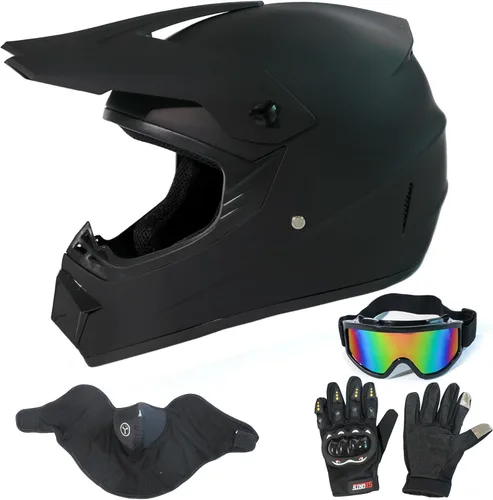 Vista 8 de Cascos de Dirt Bike para Adultos Negro DOT ATV Motocross Motocicleta Todoterreno Calle Bicicleta de Montaña Cara Completa con Gafas Guantes Máscara