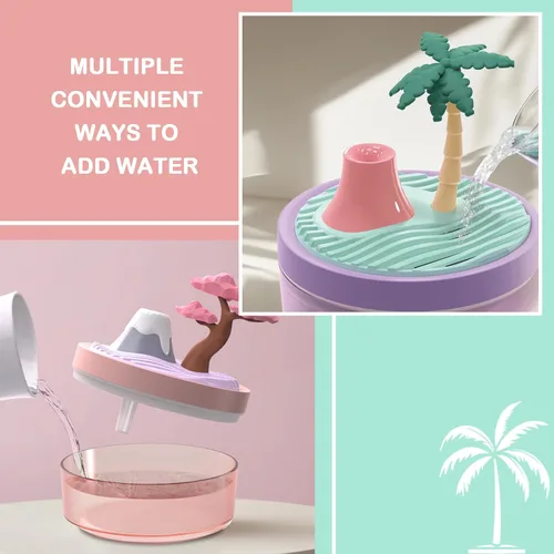 Vista 4 de Mini Humidificador Lindo 320mL con Vapor Frío con 2 Modos de Niebla, para Hogar/Cuna/Oficina, Mini Humidificador de Aire Portátil, humidificador Azul