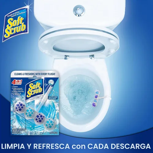 Vista 3 de Soft Scrub Cuidado del inodoro 4 en 1, aguas de zafiro, 1.76 oz