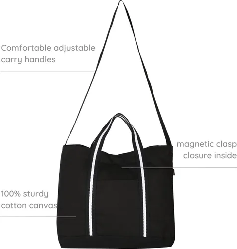 Vista 5 de Eco Right Bolsa de lona extragrande para compras y trabajo, bolsa de playa con asas cruzadas ajustables