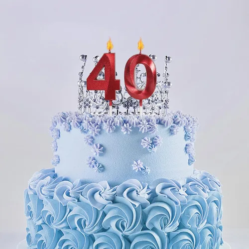 Vista 3 de Velas rojas de cumpleaños 35 y 53 para pasteles, número 35 53 con purpurina para decoración de tartas de fiesta, aniversario, boda, celebración
