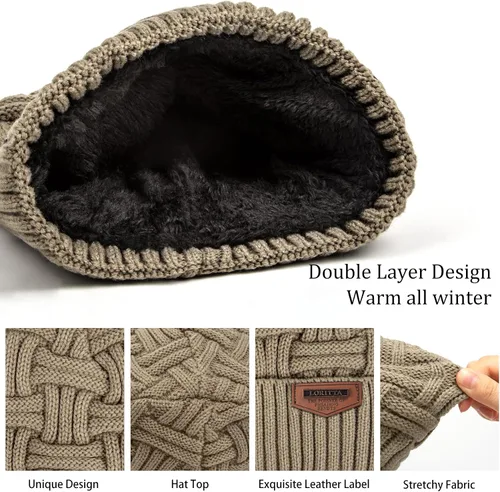 Vista 67 de Loritta Gorro de invierno cálido de punto grueso y holgado para hombre