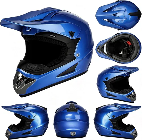 Vista 3 de Youth Dirt Bike ATV Off Road Motorcycle Helmets DOT Approved CS-MetalBlue