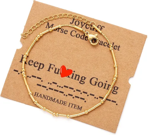 Vista 19 de JoycuFF Pulseras inspiradoras de código morse para mujeres, cuentas de plata, joyería con mantra de motivación, regalos para ella