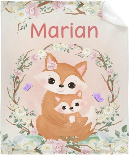 Vista 10 de Manta de franela personalizada con nombre de elefante bebé para niñas y niños, regalo divertido y significativo para todas las estaciones