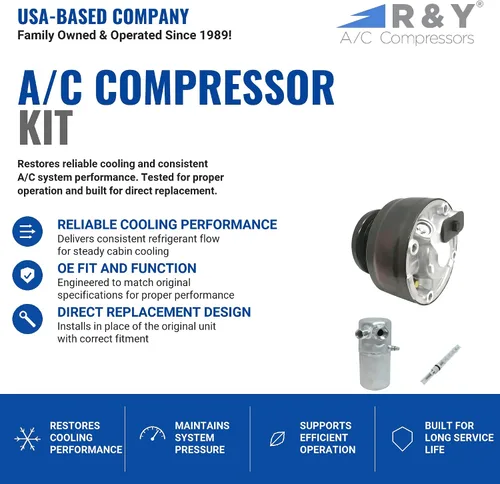 Vista 2 de Kit de compresor de aire acondicionado automotriz RYC KT BC69 Compatible con Chevrolet y se adapta a GMC C1500, C2500, C3500, K1500, K2500, K3500