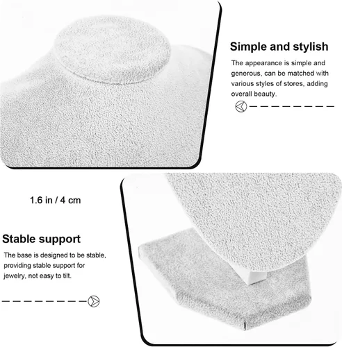 Vista 3 de VICASKY Jewelry Display Stand Necklace Bust Mannequin Model 25x18cm Frosted Velvet Necklace Holder Jewelry Showcase Rack for Pendant Organization