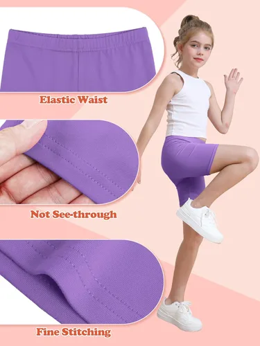 Vista 3 de Resinta Paquete de 6 pantalones cortos de ciclismo para niñas, ropa de verano, multicolor