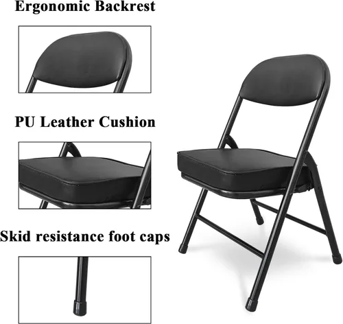Vista 5 de Mini sillas plegables acolchadas, taburete de garaje, silla de camping portátil con cojín, silla de césped ligera, para eventos deportivos al aire