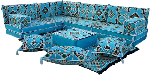 Vista 34 de arabicsofa Juego de sofás árabes tradicionales en forma de L - Sofás seccionales marroquíes - Asientos Majlis orientales para sala de estar