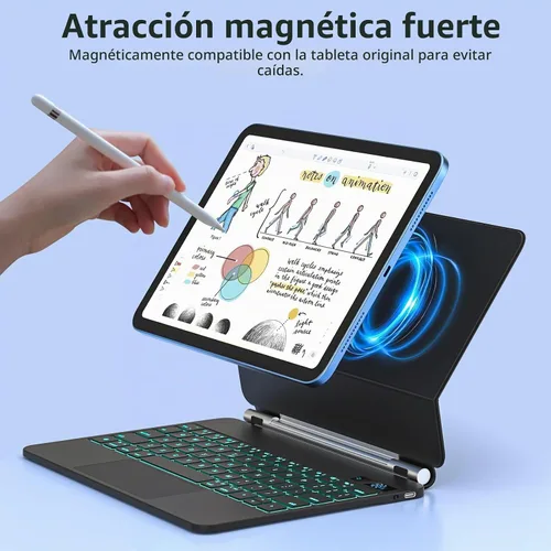 Vista 4 de FUWANG for iPad A16 11th/10th Generation Case with Keyboard, Magic Keyboard with Power Display, Multi-Touch Trackpad Floating Cantilever Stand