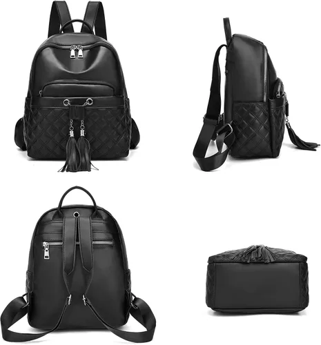 Vista 3 de I IHAYNER Mochila de moda para niñas, mini mochila para adolescentes, mochila de viaje multiusos con borla de dije