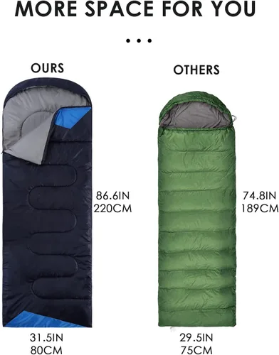 Vista 3 de Sleeping Bags for Adults Backpacking Lightweight Waterproof- Cold Weather Sleeping Bag for Girls Boys Mens for Warm Camping Hiking Outdoor Travel