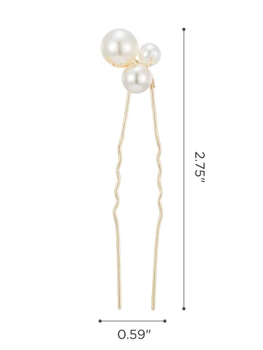 Vista 7 de SWEETV Horquillas para el pelo de novia, tocado de perlas para novias, damas de honor y niñas de flores, 3 pinzas para el pelo de boda y piezas