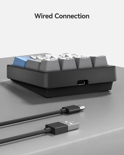 Vista 6 de Kisnt Numpad - Teclado mecánico de números, intercambiable en caliente, USB de 17 teclas, teclado numérico retroiluminado blanco con teclas PBT