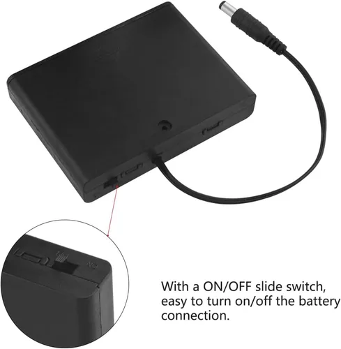 Vista 3 de WMYCONGCONG Caja de soporte de batería AA de 6 x 1.5 V 9 V con conector macho de CC de 0.083 x 0.217 in e interruptor de encendido/apagado