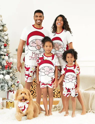Vista 3 de PATPAT Conjunto de pijamas familiares a juego con estampado de dibujos animados, camisetas de manga corta y pantalones cortos para dormir