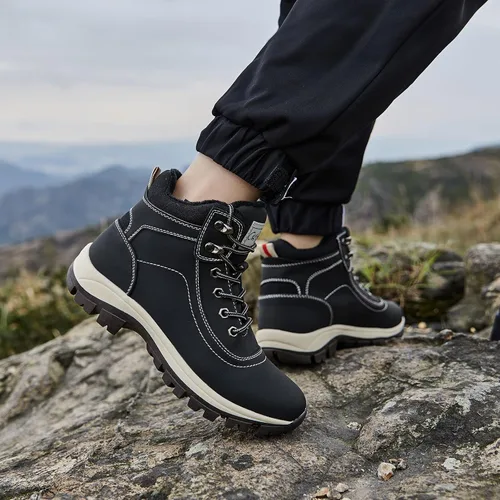 Vista 5 de Botas impermeables para el trabajo de senderismo para mujer, botas tácticas de senderismo para la nieve de invierno, botas de senderismo