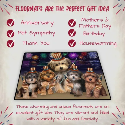 Vista 7 de Doggie of the Day Yorkipoo Dogs Floor Mat - 4th of July Independence Day - Best Dog Doormat - Protector Decor - Unique Portrait Art - Premium