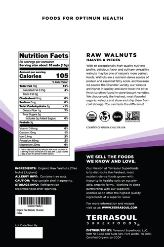 Vista 2 de Nueces crudas orgánicas de Terrasoul Superfoods