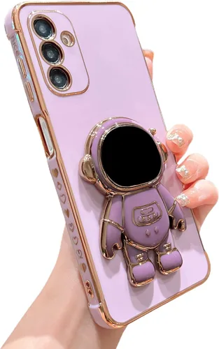 Vista 52 de phylla para Samsung Galaxy A12 Funda de Teléfono con Soporte Oculto de Astronauta Chapado en Oro de Lujo Lindo Astronauta Lateral Lindo