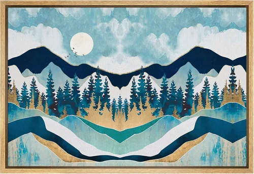 Vista 32 de SIGNFORD Lienzo Enmarcado Impresión Arte de Pared Océano Pastel Luz del Sol Puesta de Sol Horizonte Naturaleza Vida Silvestre Ilustraciones Arte