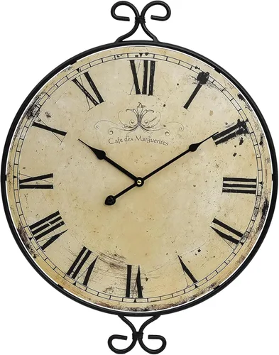 Vista 9 de Reloj de pared de 30 pulgadas para sala de estar, reloj de pared de granja extragrande, marco de hierro forjado con acabado dorado retro, relojes