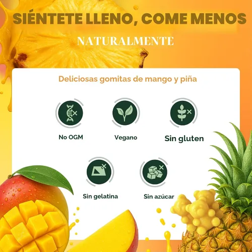 Vista 8 de GLP-1 - Gomitas de apoyo – Suplemento de control del apetito y antojo sin azúcar con berberina, canela, cúrcuma, garcinia y cetonas de frambuesa