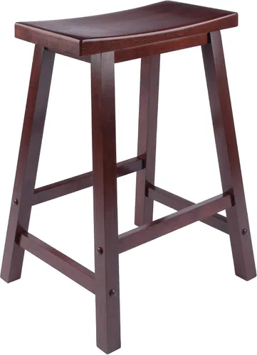 Vista 6 de Winsome Satori - Taburete de mostrador con asiento de sillín para cocina, 24 pulgadas, nogal