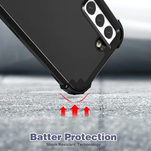 Vista 5 de IDweel Funda para Galaxy S22 con protector de pantalla de vidrio templado, híbrida 3 en 1 a prueba de golpes, resistente, cubierta de policarbonato